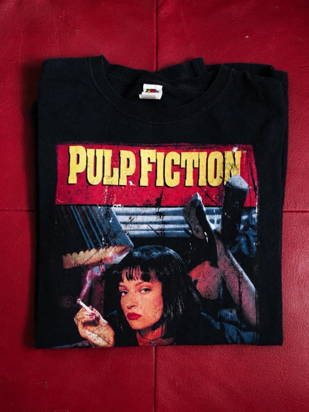 Pulp Fiction Black long sleeve Graphic Tee - Yellow/Red Print